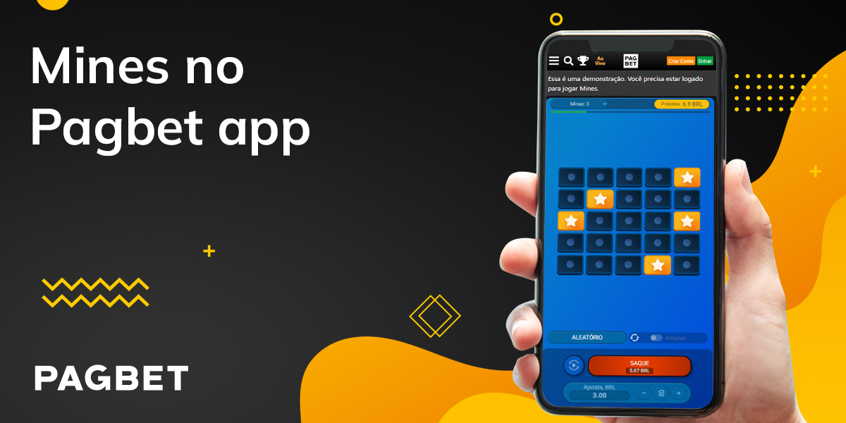 Aplicativo móvel da Pagbet para Android e iOS para jogar Mines
